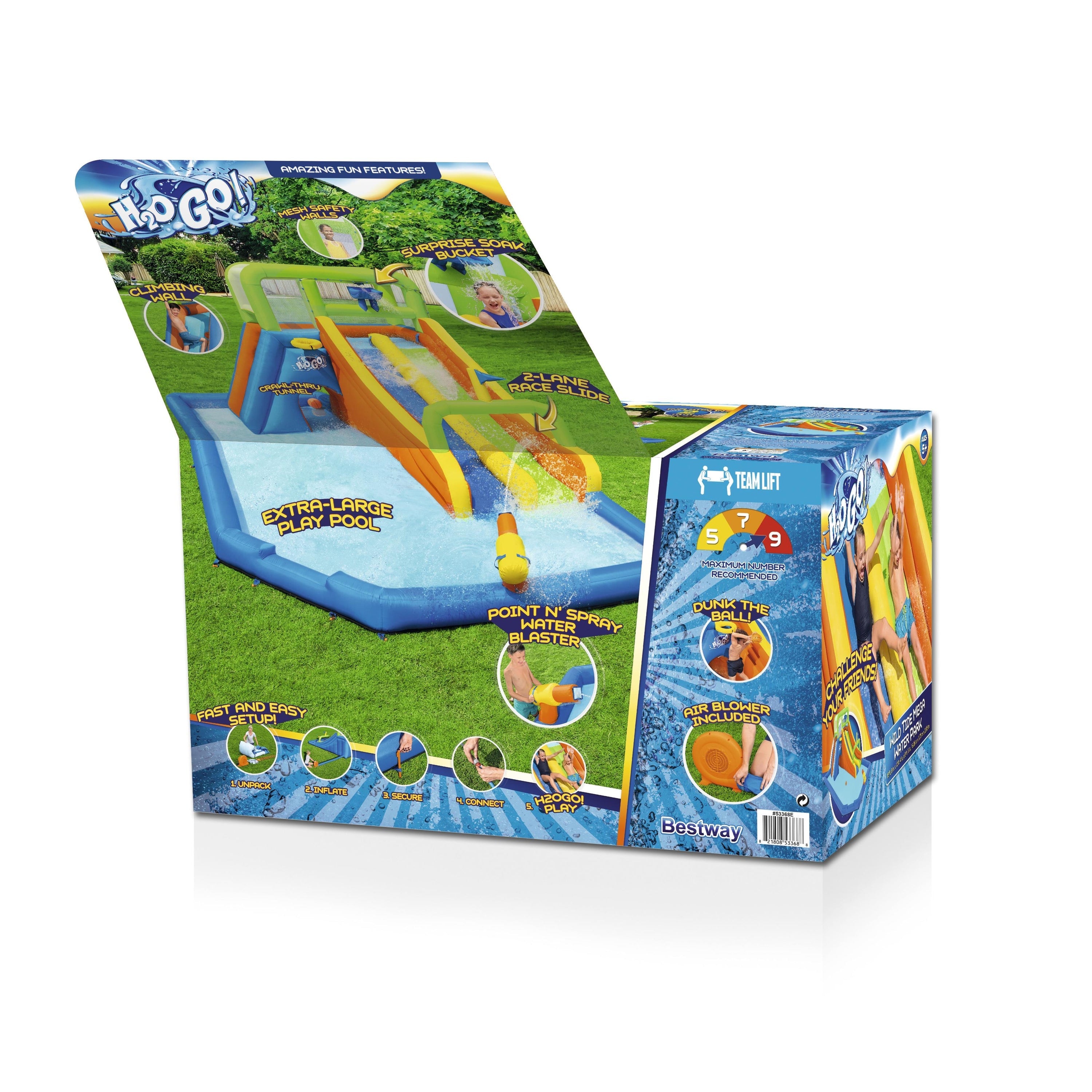 H2OGO! Wild Tide Kids Inflatable Water Park 19' 8”
