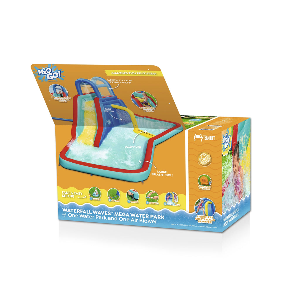 H2OGO! Waterfall Waves Kids Inflatable Water Park 18'8”